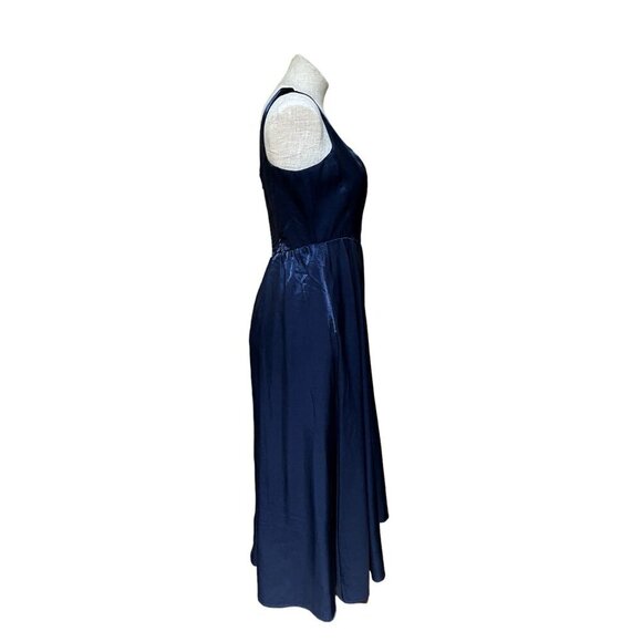 WAYF Corset Midi Dress Fit + Flare Midnight Blue Satin Retro 80s Prom Style Glam - Picture 8 of 12